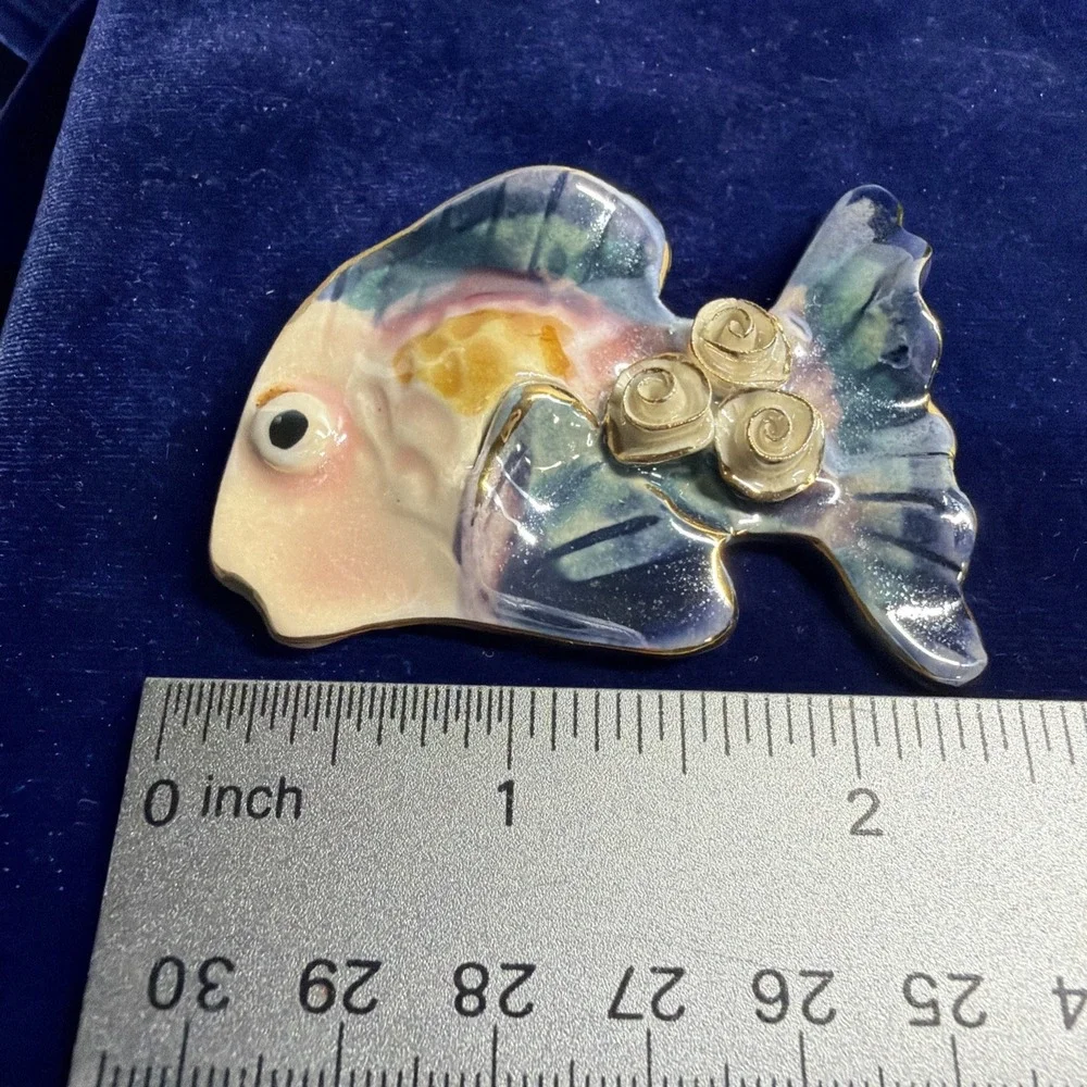 Vintage Ceramic Fish pin, very unusual